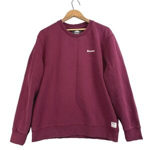 Roots Mens Heritage Crewneck Sweatshirt XL Burgundy Maroon Fleece Pullover F20